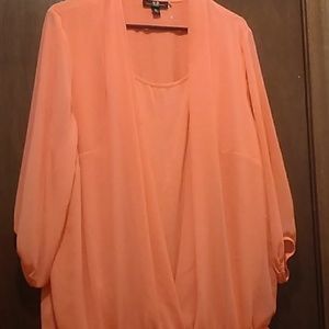 Pretty AGB Woman plus 2X top with sheer eleeves